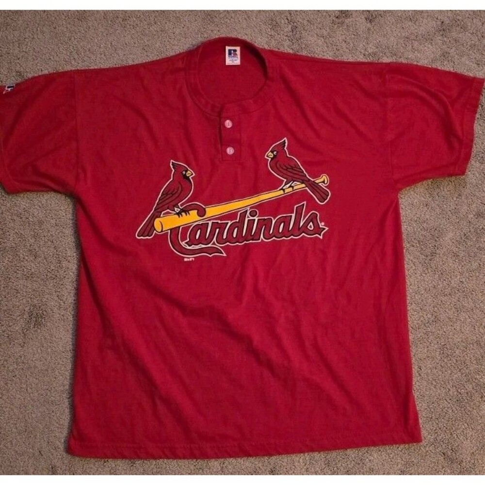 St. Louis Cardinals Russell Athletic NuBlend Henley T-Shirt Adult XL